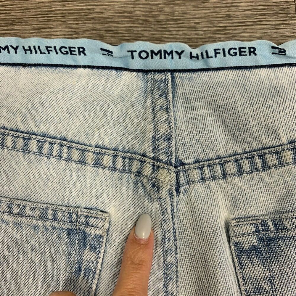 Vintage Tommy Hilfiger Jeans Size 8 High Rise Spellout Waist Band Straight Leg - Picture 8 of 10